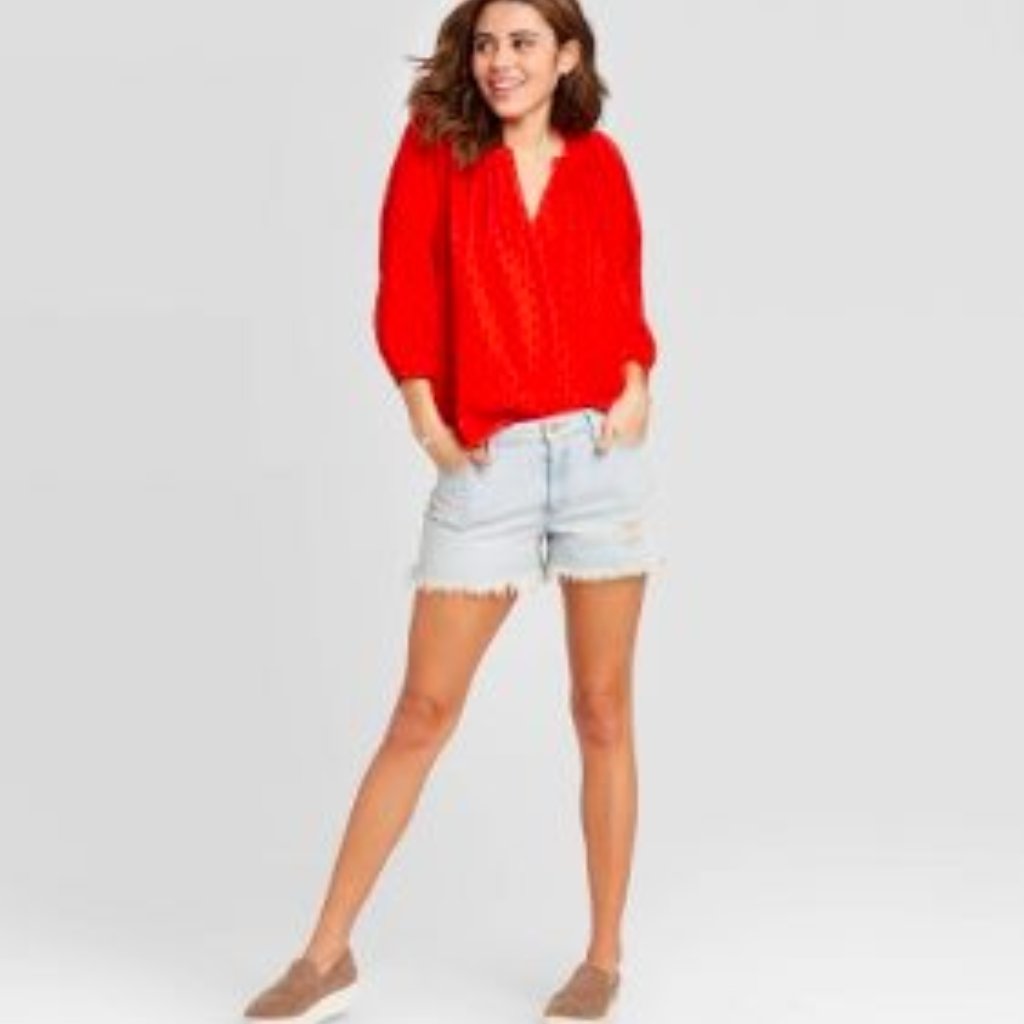 Women's Polka Dot Long Sleeve V-Neck Shirt - Universal Thread